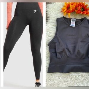 Gymshark SET LEGGINGS and tank top crop BLACK